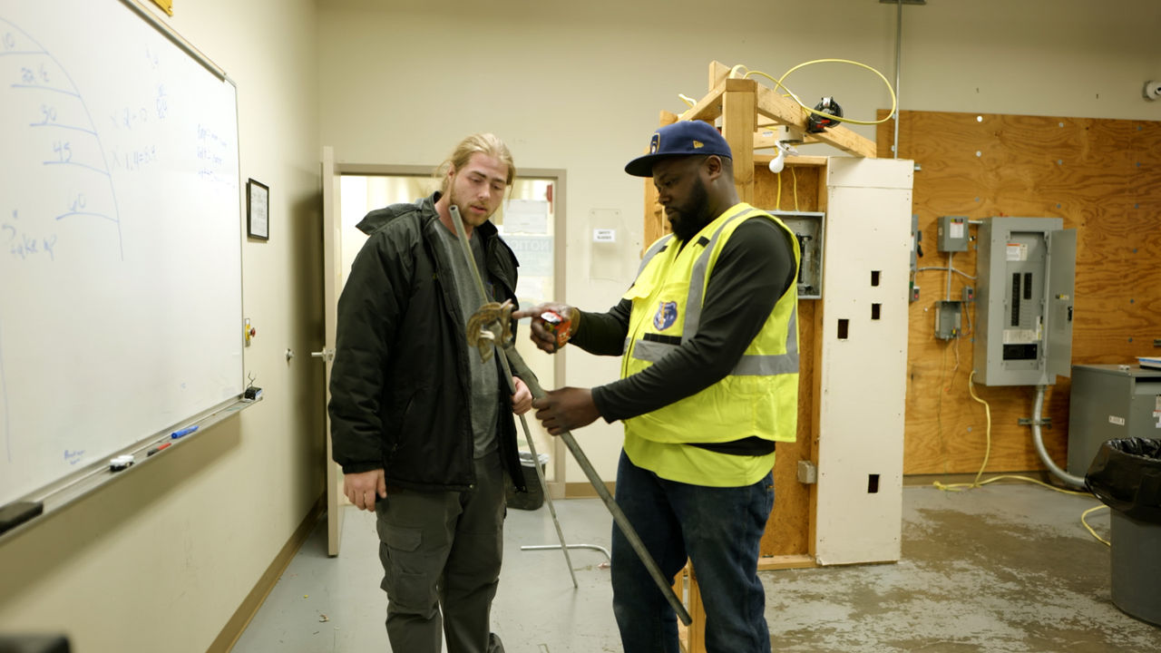 Safety training demonstration in industrial classroom setting